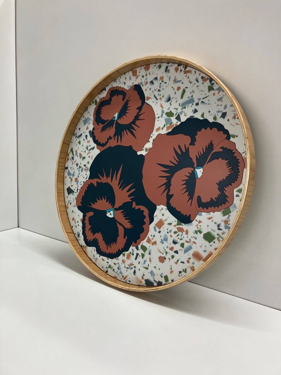 Terrazzo/Petrol/Brick Pansy Flower Japanese Serving Tray - Various Colours homeware shops bristol gift shops bristol Lucy Turner