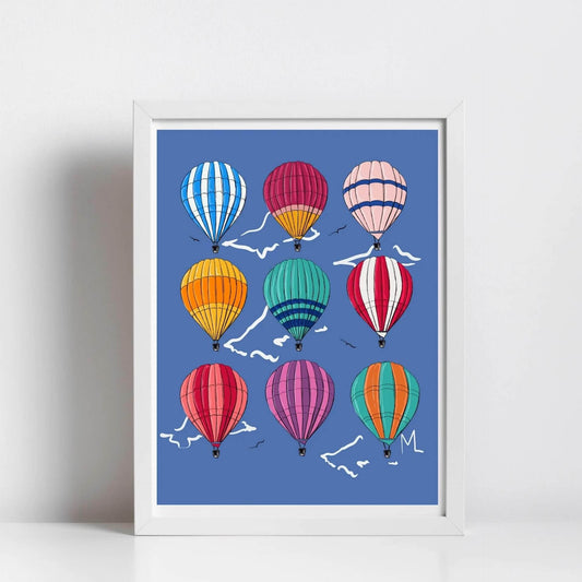 Bristol Balloons Art Print - Colourful Hot Air Balloon Wall Art (Various Sizes) homeware shops bristol gift shops bristol Made By Meg
