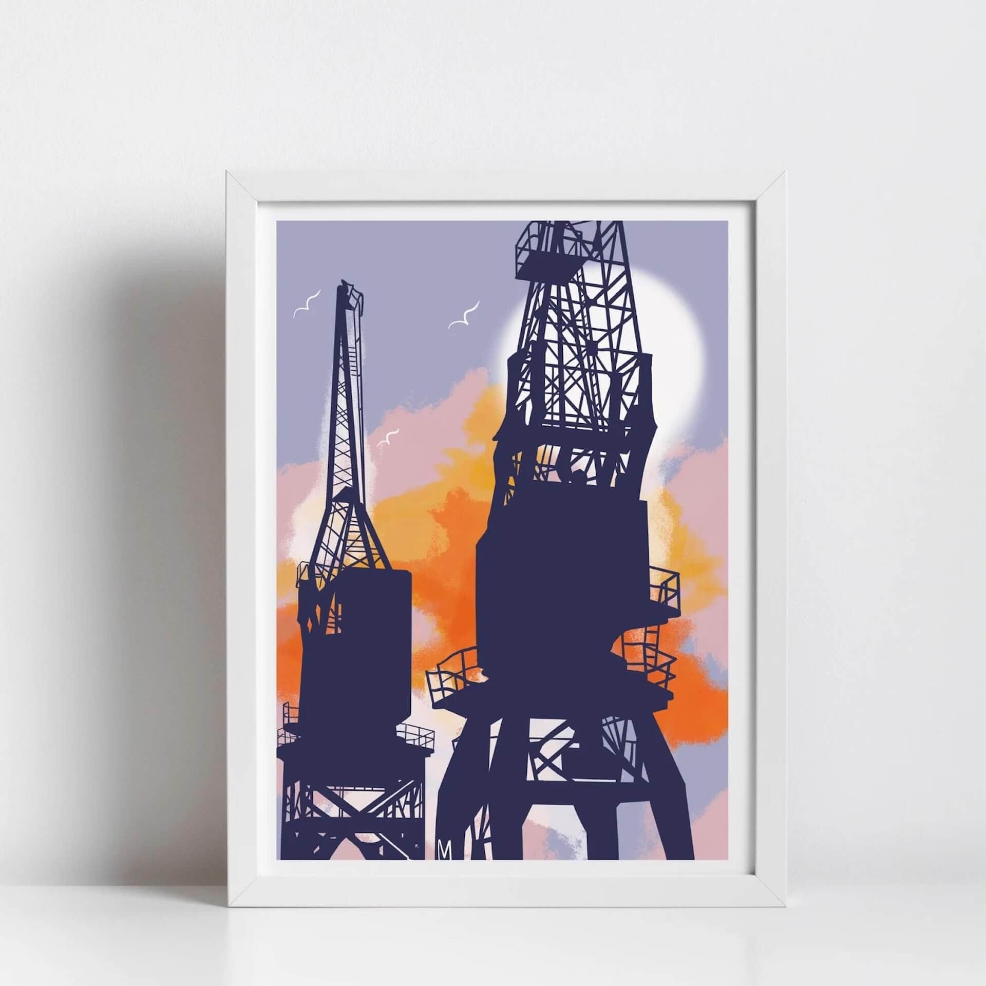 Bristol Harbour Cranes Art Print - Iconic Industrial Landmark Wall Art (Various Sizes) homeware shops bristol gift shops bristol Made By Meg