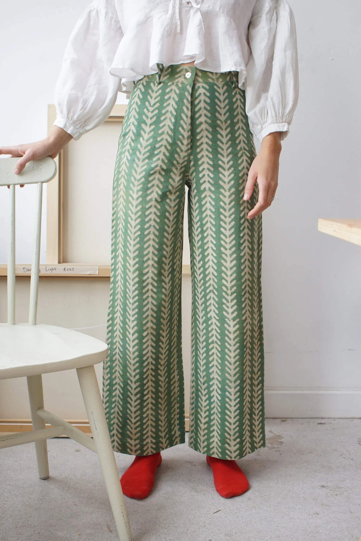 Trousers Twill Trousers in 'Aloe' homeware shops bristol gift shops bristol Mahika Kala