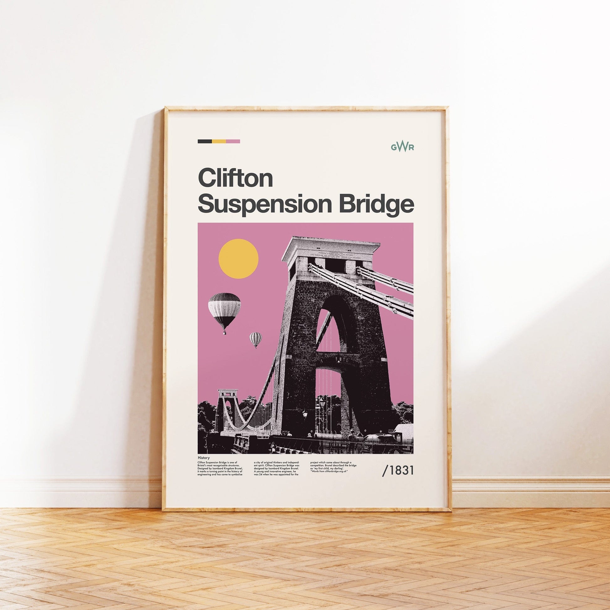 Millistrations Purple Clifton Suspension Bridge Giclée Print