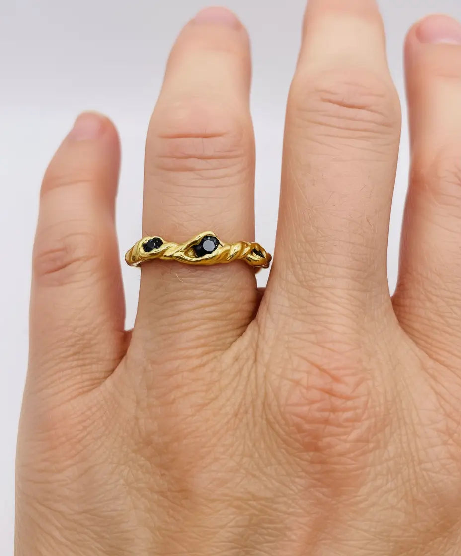 Handmade Ring Three Gemstone Twisted Ring - Various Sizes & Styles homeware shops bristol gift shops bristol MitsyMay