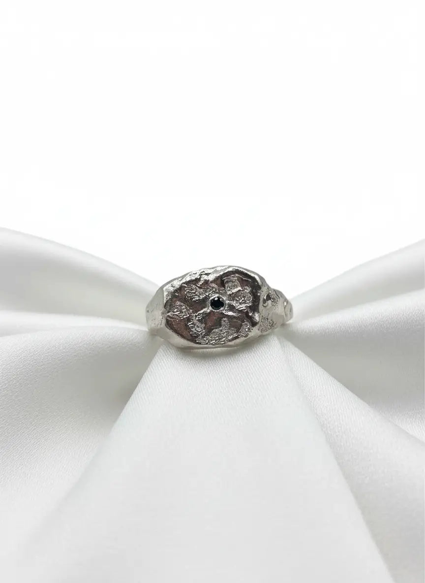 P 1/2 Signet Ring with Black Gem Stones homeware shops bristol gift shops bristol MitsyMay