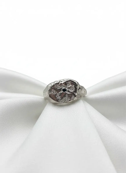 P 1/2 Signet Ring with Black Gem Stones homeware shops bristol gift shops bristol MitsyMay