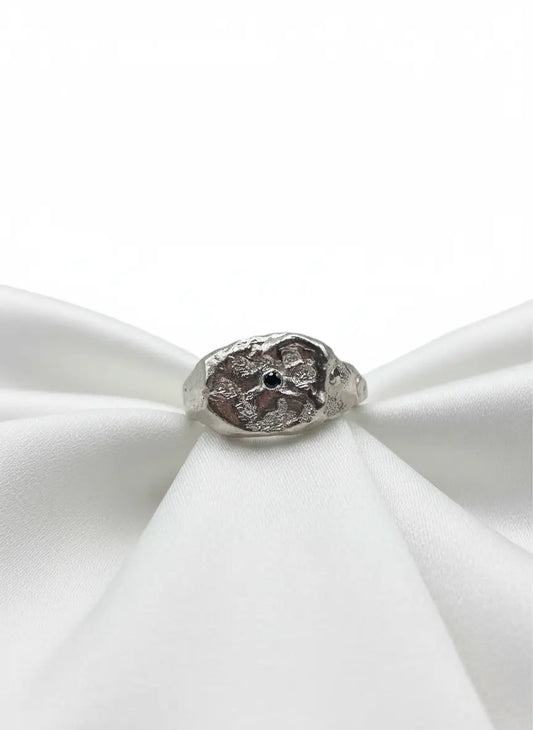 P 1/2 Signet Ring with Black Gem Stones homeware shops bristol gift shops bristol MitsyMay