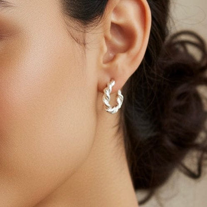 Recycled Silver Twisted Half Hoops homeware shops bristol gift shops bristol MitsyMay