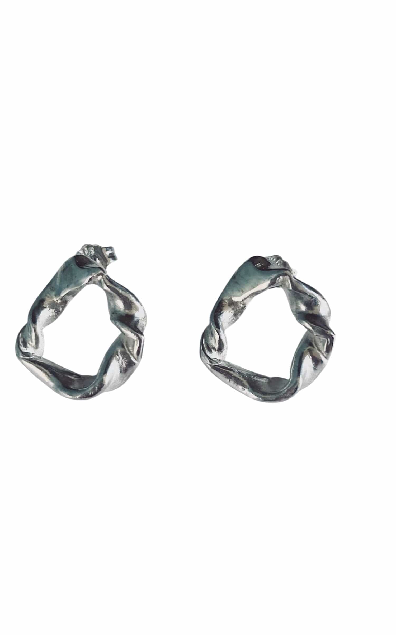 Twisted Hooped Earrings Recycled Silver Twisted Small Hoop Studs - Gold or Silver homeware shops bristol gift shops bristol MitsyMay