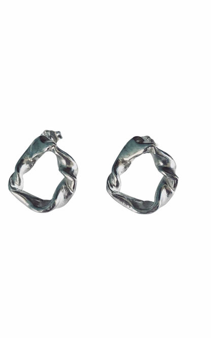 Twisted Hooped Earrings Recycled Silver Twisted Small Hoop Studs - Gold or Silver homeware shops bristol gift shops bristol MitsyMay