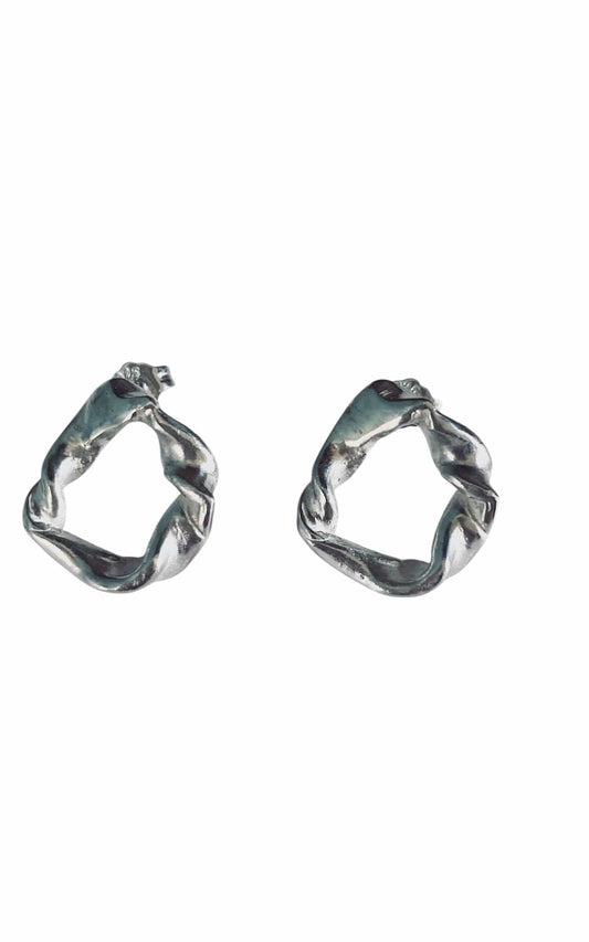 Twisted Hooped Earrings Recycled Silver Twisted Small Hoop Studs - Gold or Silver homeware shops bristol gift shops bristol MitsyMay