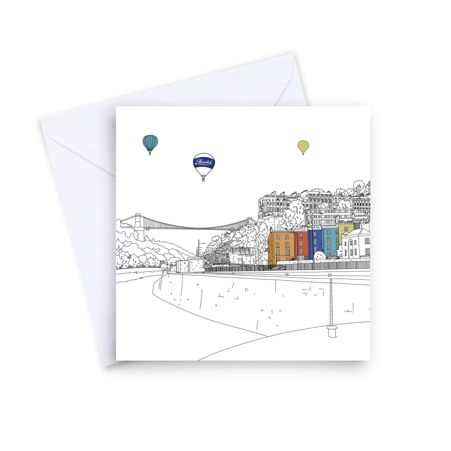 Greetings Card Suspension Bridge and Balloons Bristol Greetings Card (various designs) homeware shops bristol gift shops bristol Mustard Cuts