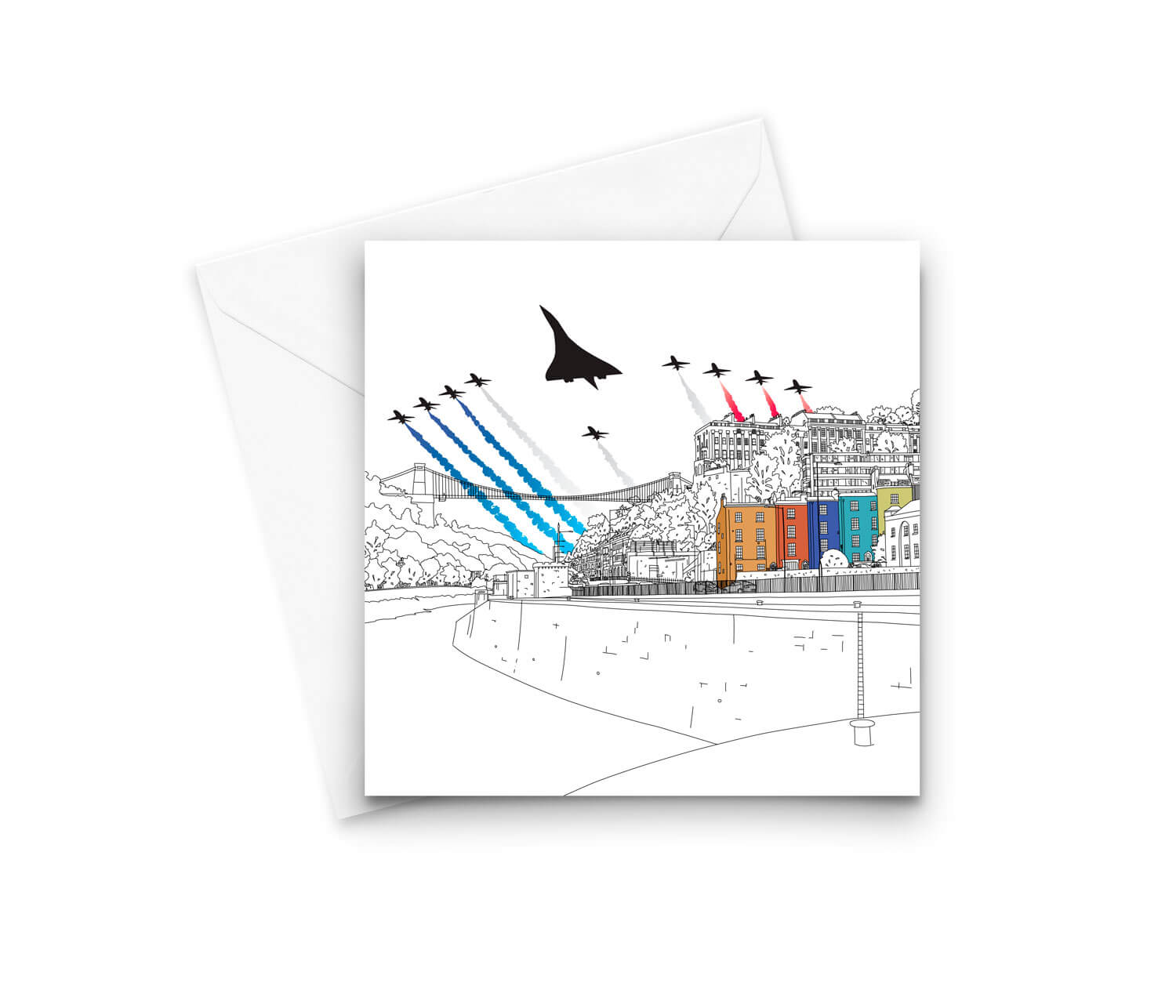 Greetings Card Suspension Bridge and Concorde Bristol Greetings Card (various designs) homeware shops bristol gift shops bristol Mustard Cuts