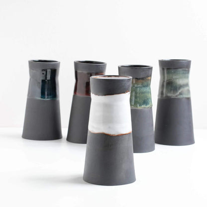 Candle Holder Blizzard White Tall Black Stoneware Tealight Holder (Various Glazes) homeware shops bristol gift shops bristol Naked Clay Ceramics