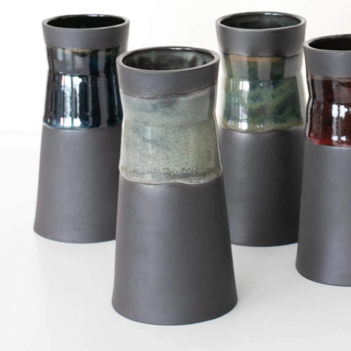 Candle Holder Green Tall Black Stoneware Tealight Holder (Various Glazes) homeware shops bristol gift shops bristol Naked Clay Ceramics