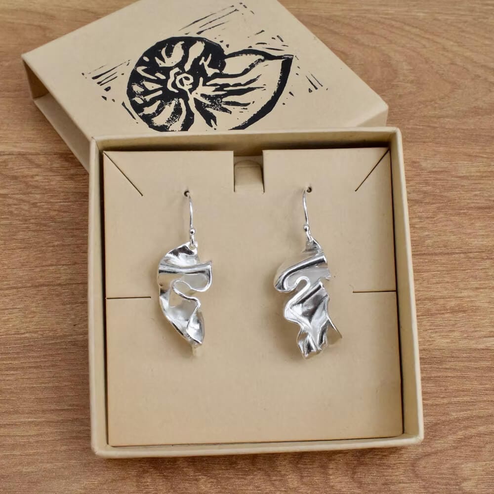 Recycled Silver Earrings Kelp Earring homeware shops bristol gift shops bristol Nautilus Designs