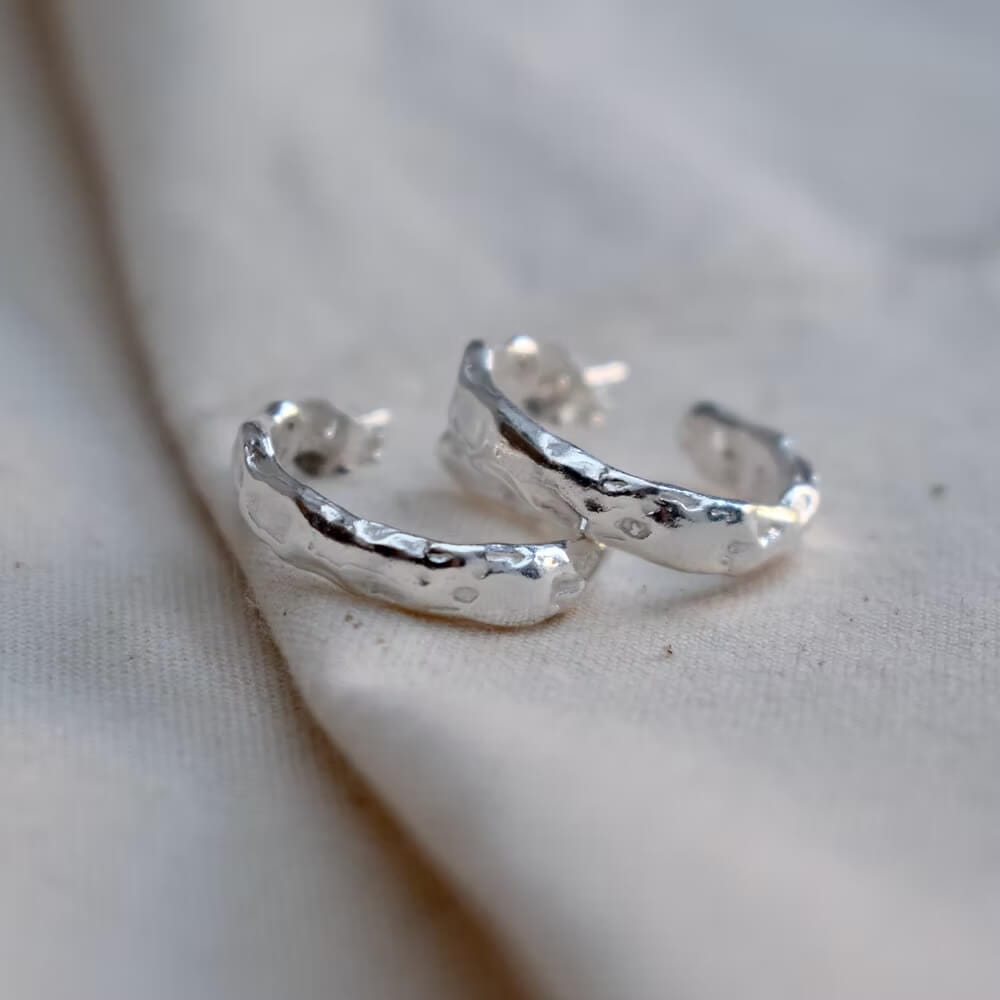 Recycled Silver Earrings ND11- Recycled Silver 'Ripple Hoops' homeware shops bristol gift shops bristol Nautilus Designs