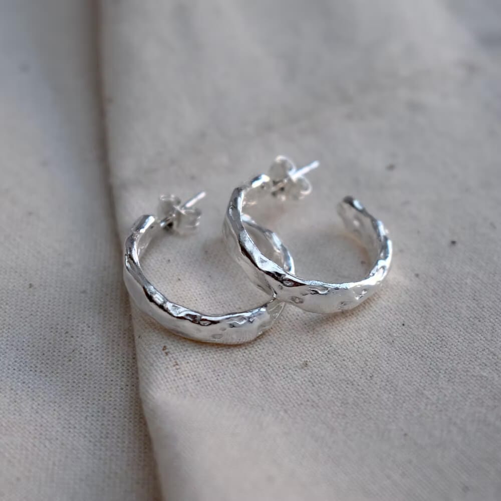 Recycled Silver Earrings ND11- Recycled Silver 'Ripple Hoops' homeware shops bristol gift shops bristol Nautilus Designs