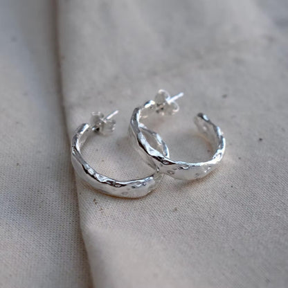 Recycled Silver Earrings ND11- Recycled Silver 'Ripple Hoops' homeware shops bristol gift shops bristol Nautilus Designs