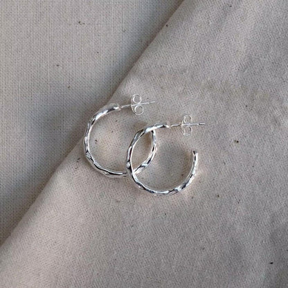 Recycled Silver Earrings ND11- Recycled Silver 'Ripple Hoops' homeware shops bristol gift shops bristol Nautilus Designs