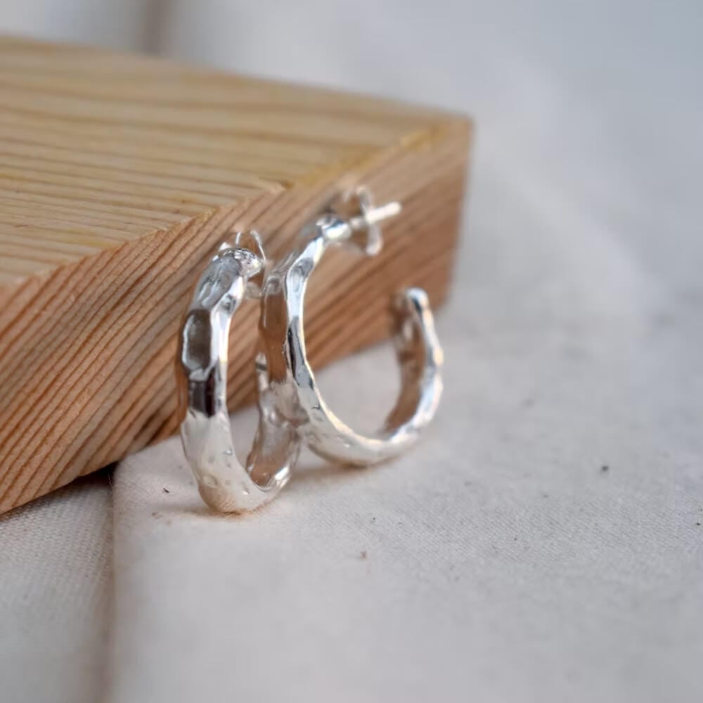 Recycled Silver Earrings ND11- Recycled Silver 'Ripple Hoops' homeware shops bristol gift shops bristol Nautilus Designs