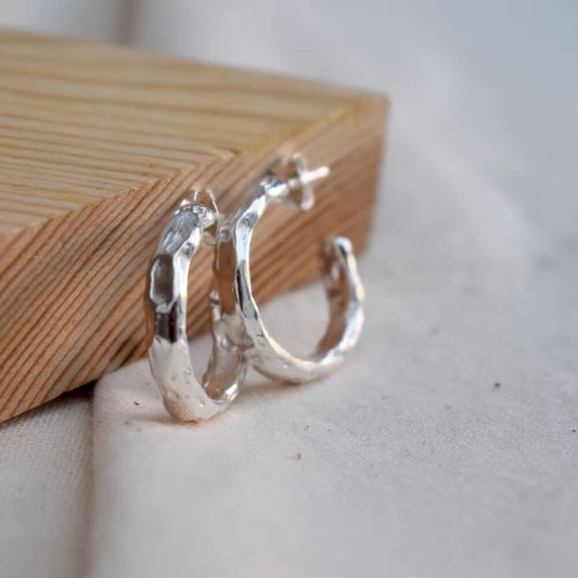 Recycled Silver Earrings ND11- Recycled Silver 'Ripple Hoops' homeware shops bristol gift shops bristol Nautilus Designs
