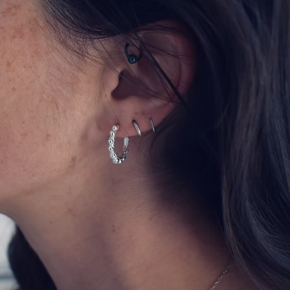 Recycled Silver Earrings ND12- Recycled Silver Droplet hoops homeware shops bristol gift shops bristol Nautilus Designs