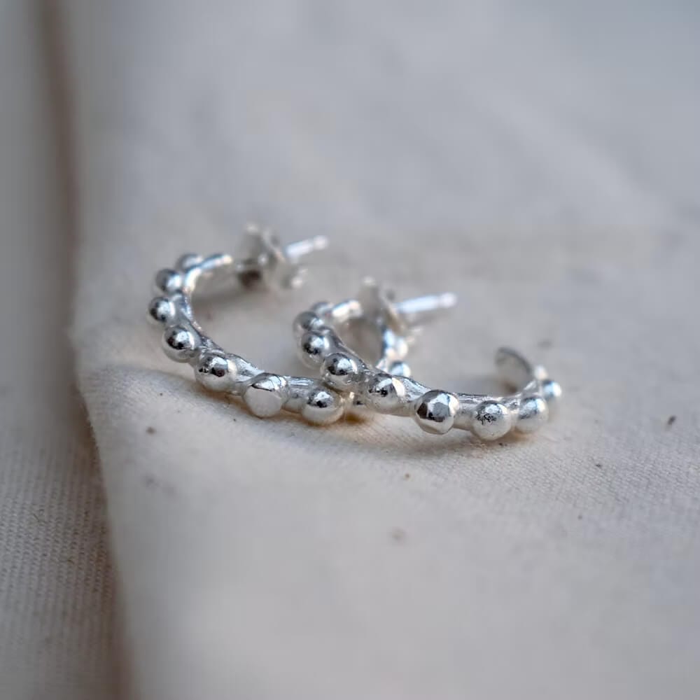 Recycled Silver Earrings ND12- Recycled Silver Droplet hoops homeware shops bristol gift shops bristol Nautilus Designs