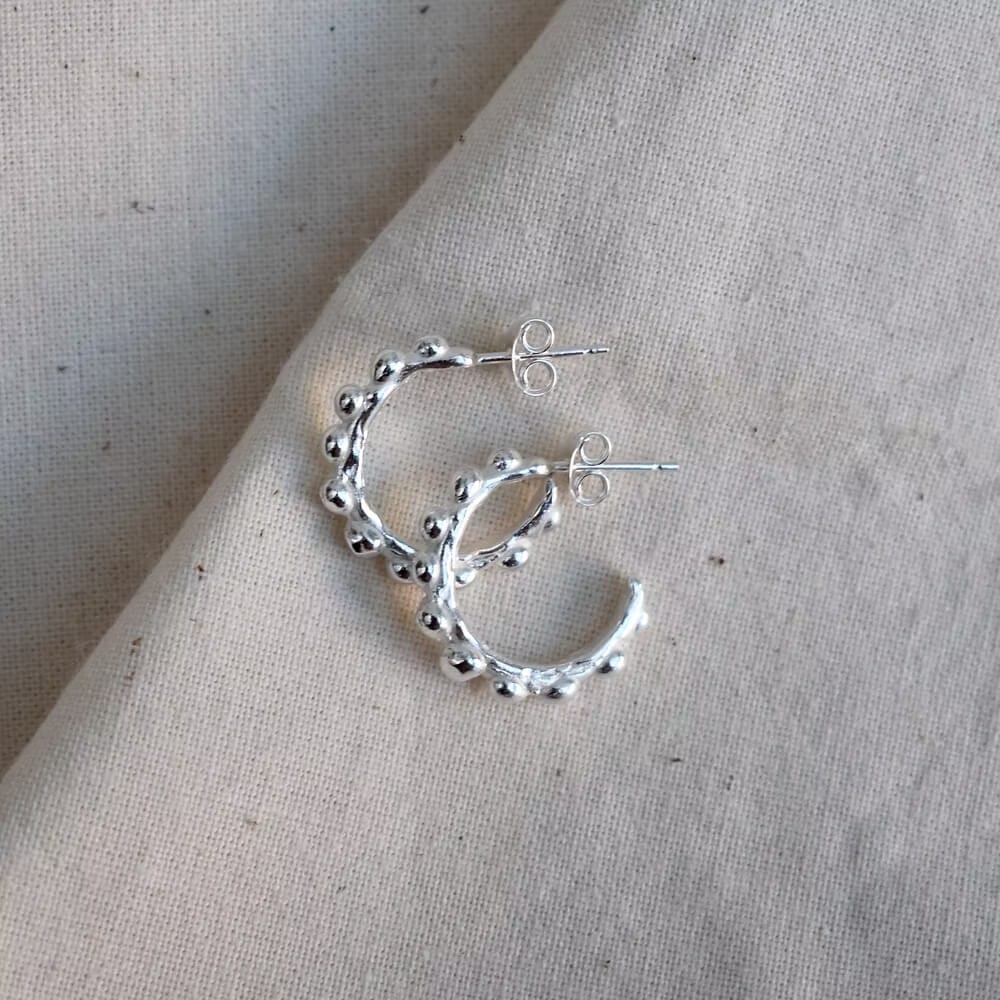 Recycled Silver Earrings ND12- Recycled Silver Droplet hoops homeware shops bristol gift shops bristol Nautilus Designs