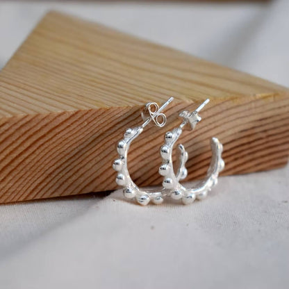 Recycled Silver Earrings ND12- Recycled Silver Droplet hoops homeware shops bristol gift shops bristol Nautilus Designs