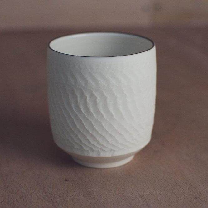 Mug Porcelain Cup with "Chattering" Effect and Black Rim homeware shops bristol gift shops bristol Nicholas Dover Ceramics