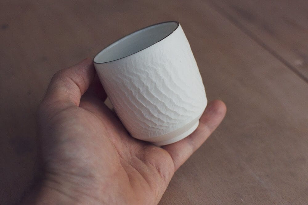 Mug Porcelain Cup with "Chattering" Effect and Black Rim homeware shops bristol gift shops bristol Nicholas Dover Ceramics