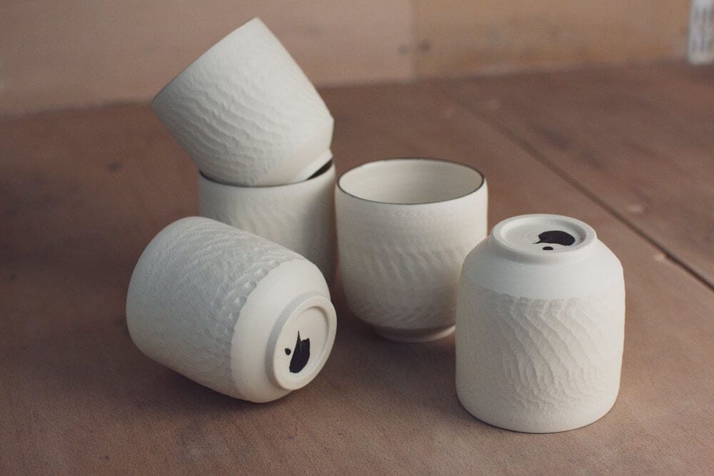 Mug Porcelain Cup with "Chattering" Effect and Black Rim homeware shops bristol gift shops bristol Nicholas Dover Ceramics