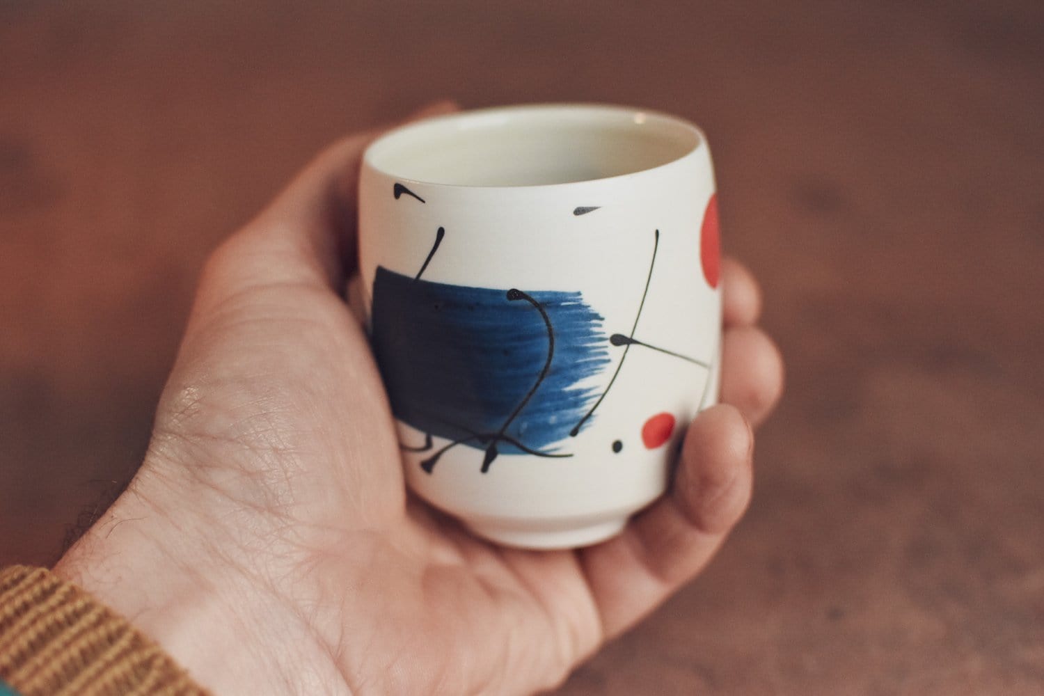Nicholas Dover Ceramics Mug Porcelain Cup with "Mittsu" Design