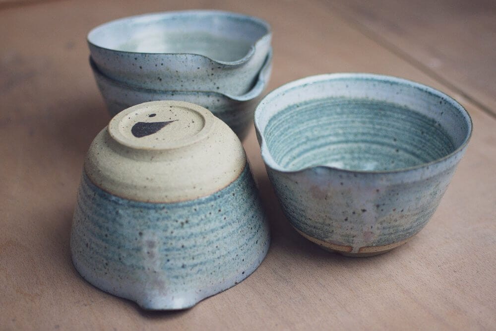 Nicholas Dover Ceramics Speckled Stoneware Pouring Bowl with Blue/Green Glaze