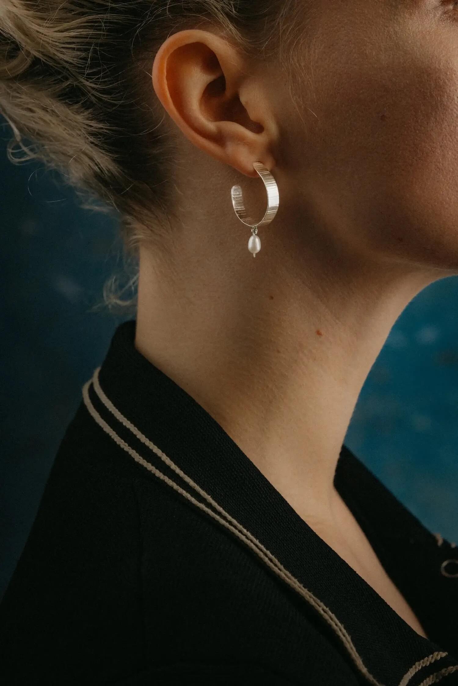 Earrings Inverse Pearl Hoops - Recycled Silver or Gold Vermeil homeware shops bristol gift shops bristol Olivia Taylor