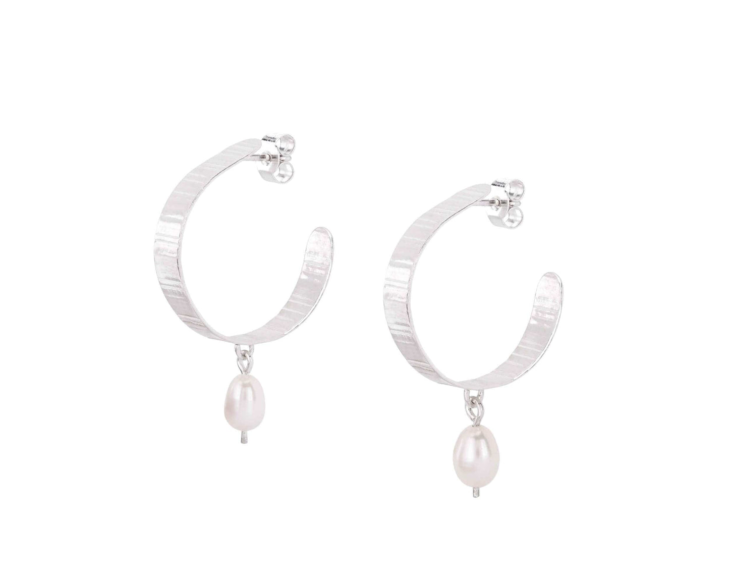 Earrings Mini Inverse Pearl Hoops - Recycled Silver homeware shops bristol gift shops bristol Olivia Taylor