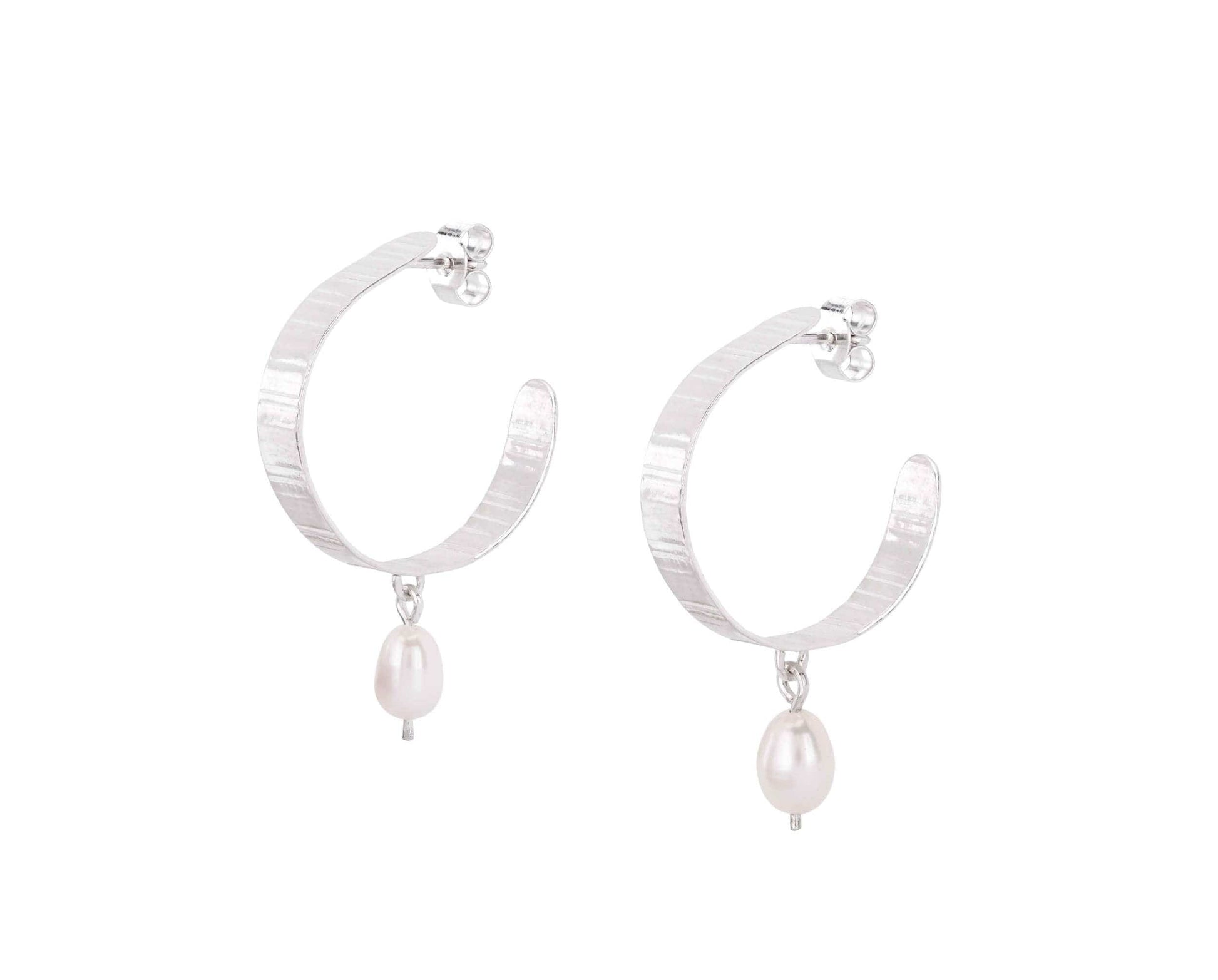 Earrings Mini Inverse Pearl Hoops - Recycled Silver homeware shops bristol gift shops bristol Olivia Taylor