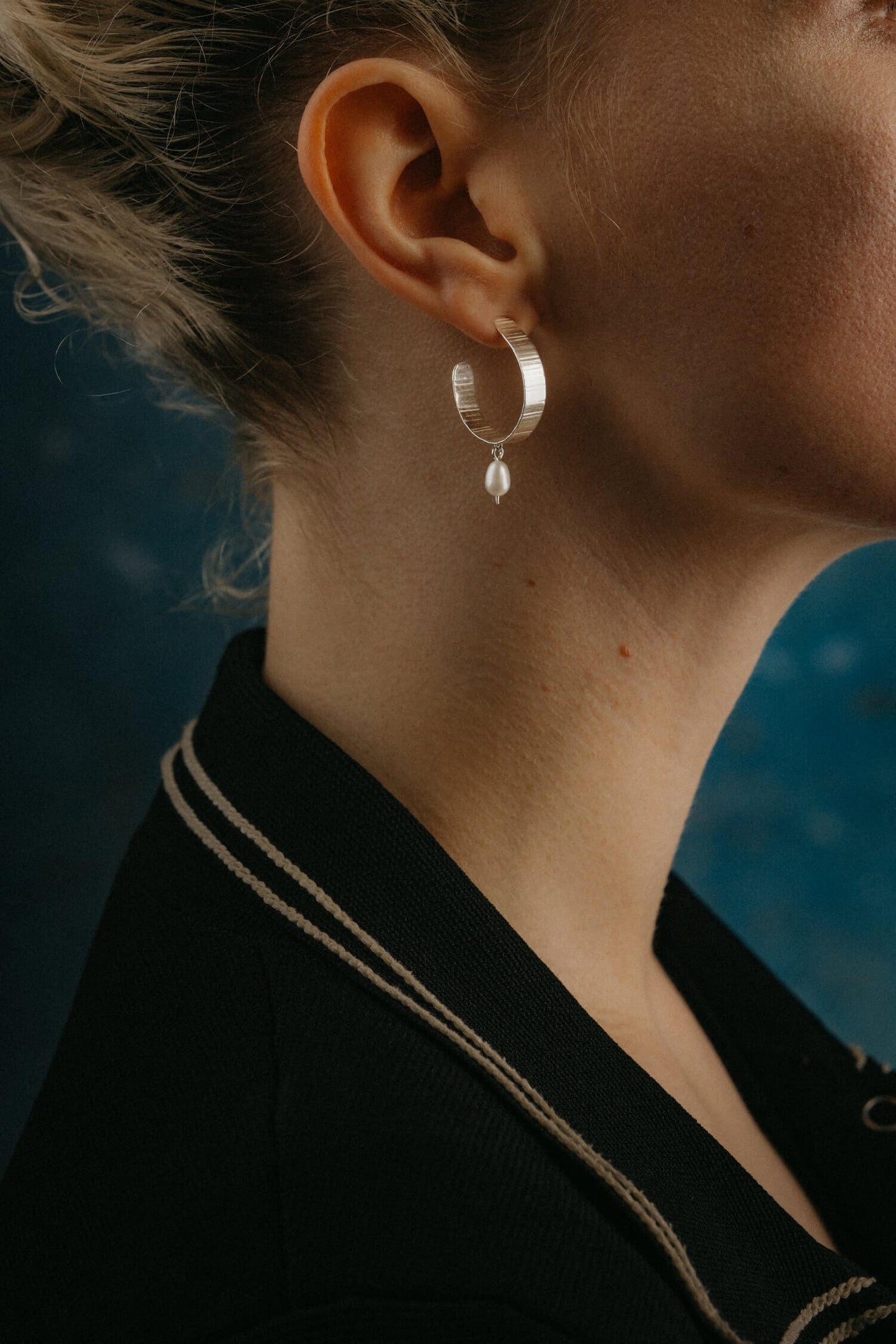 Earrings Mini Inverse Pearl Hoops - Recycled Silver homeware shops bristol gift shops bristol Olivia Taylor