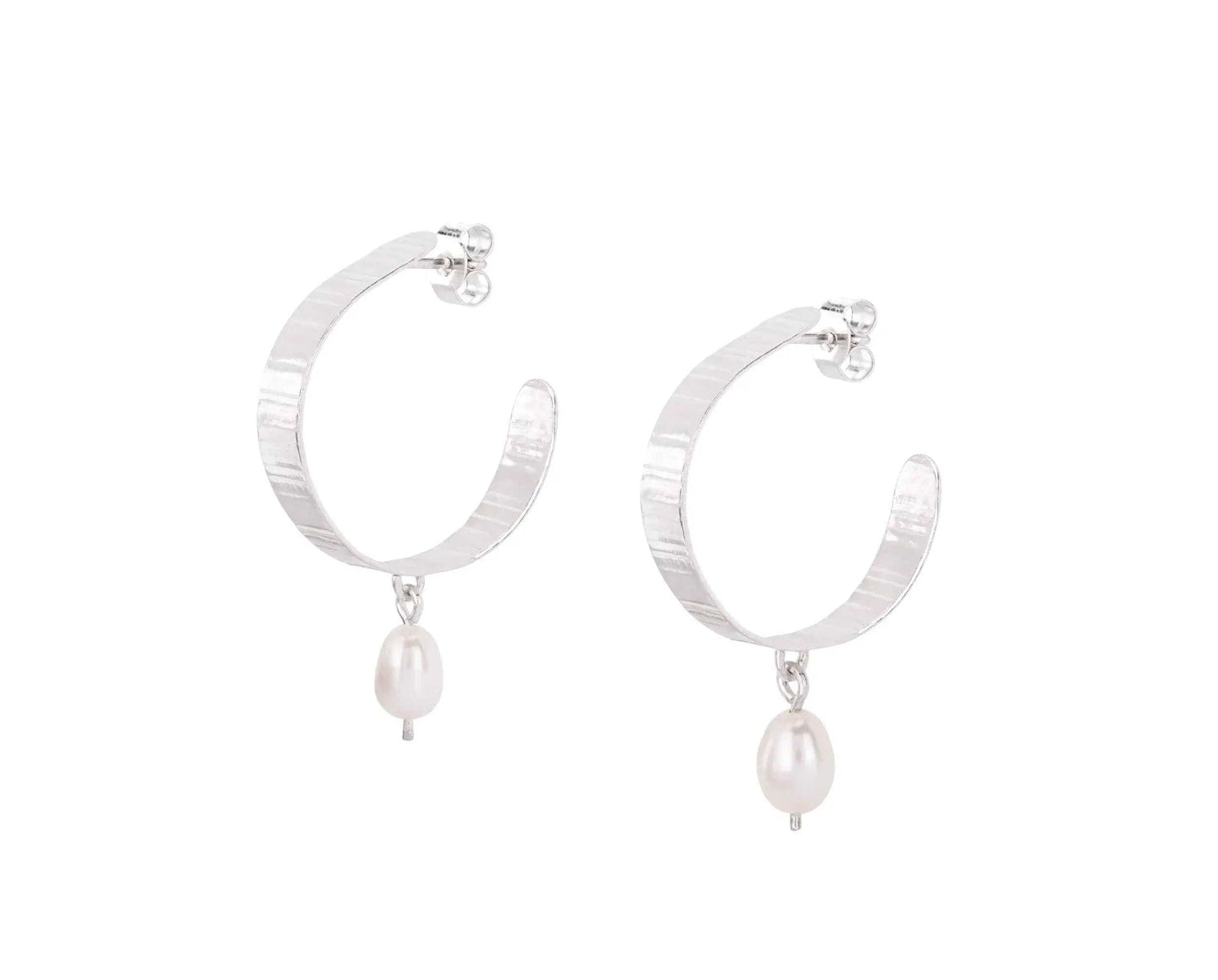 Earrings Recycled Silver Inverse Pearl Hoops - Recycled Silver or Gold Vermeil homeware shops bristol gift shops bristol Olivia Taylor