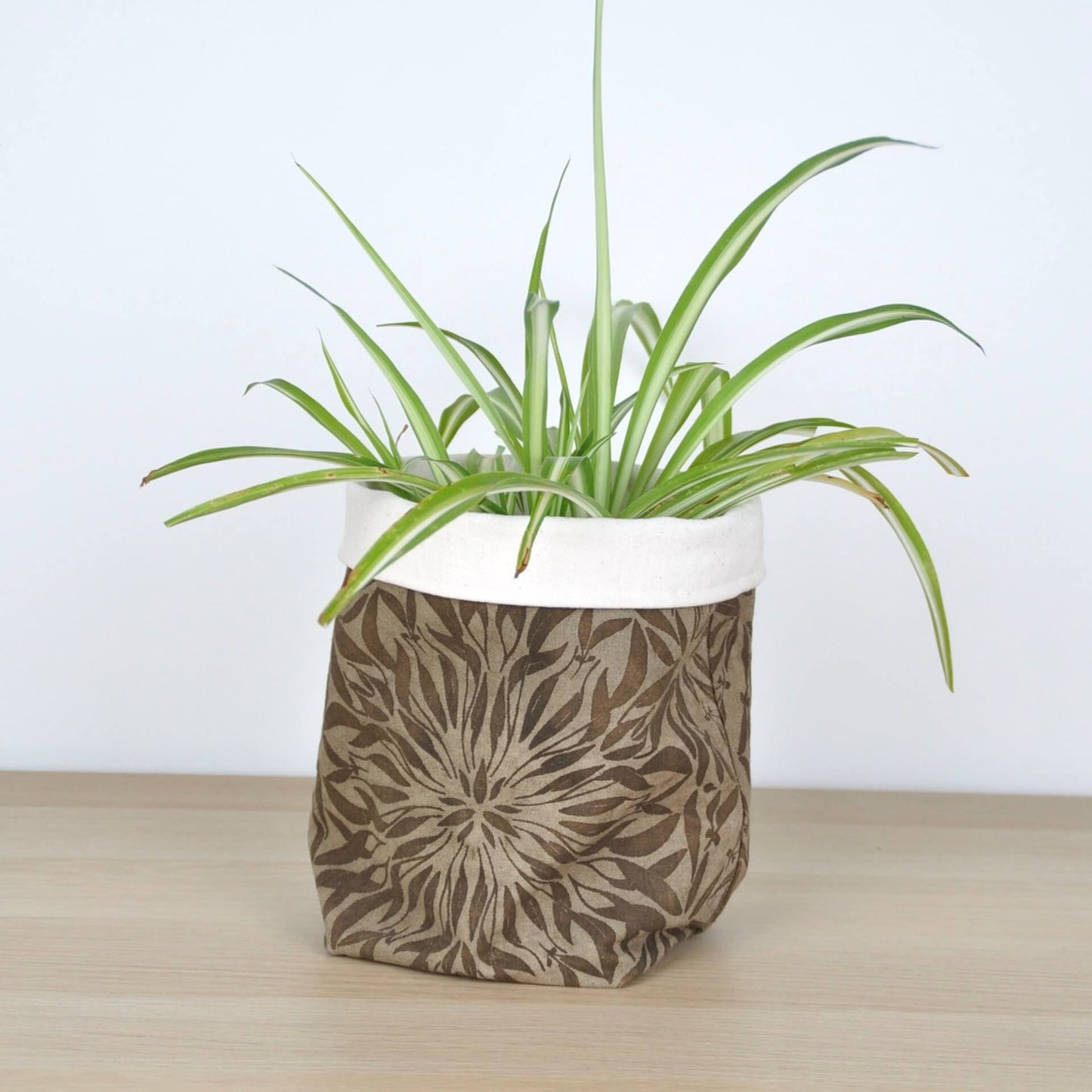 Prints By Nature Nicoli - Olive & Pebble Hand-printed Plant Pot Cover - Large (Various Designs)
