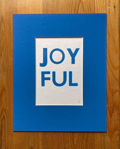Blue Mounted Small Poster "Joyful" Various Colours homeware shops bristol gift shops bristol PRIOR SHOP