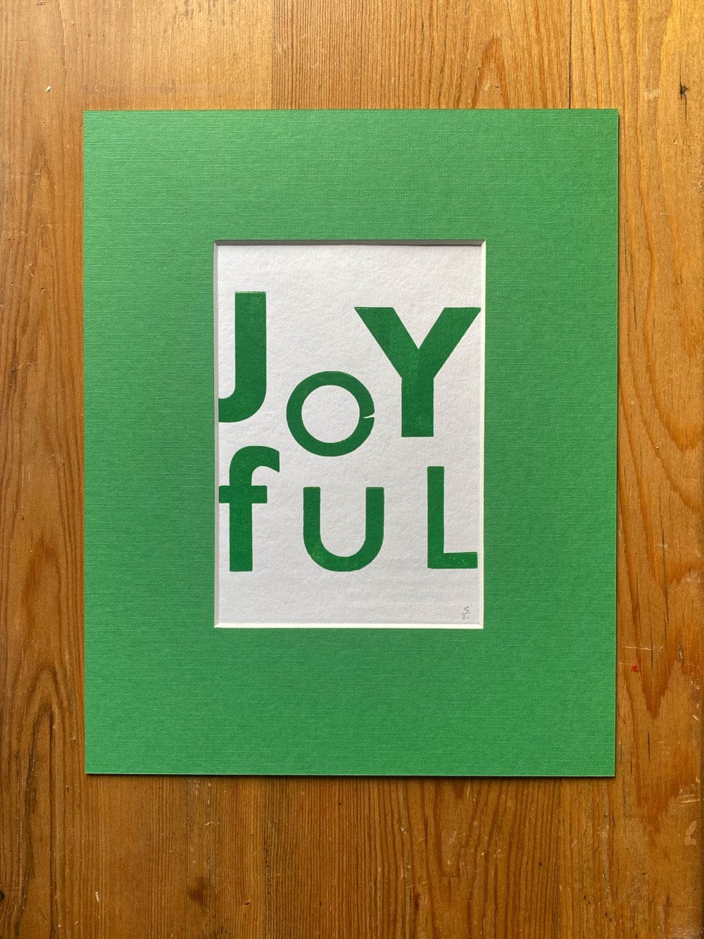 Green Mounted Small Poster "Joyful" Various Colours homeware shops bristol gift shops bristol PRIOR SHOP