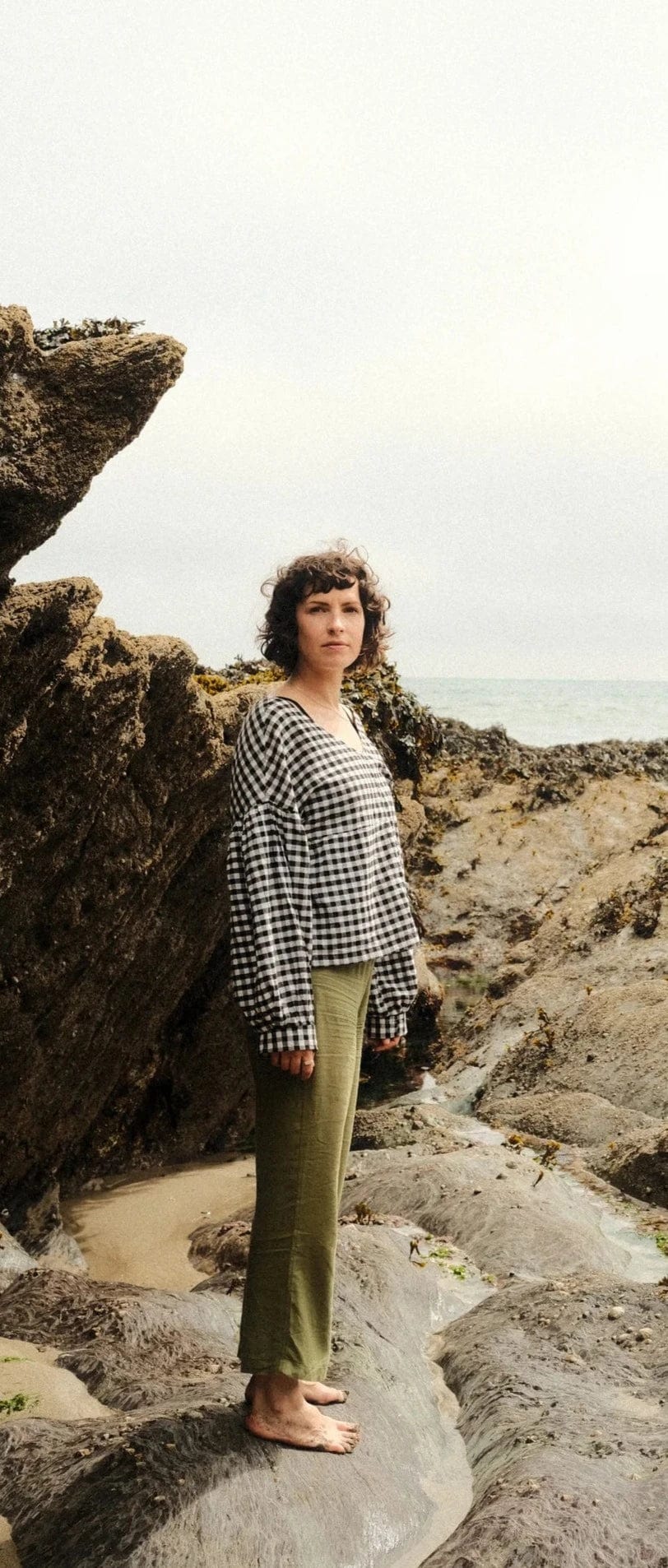 Drop Sleeve Blouse Gingham Cotton PRIOR SHOP