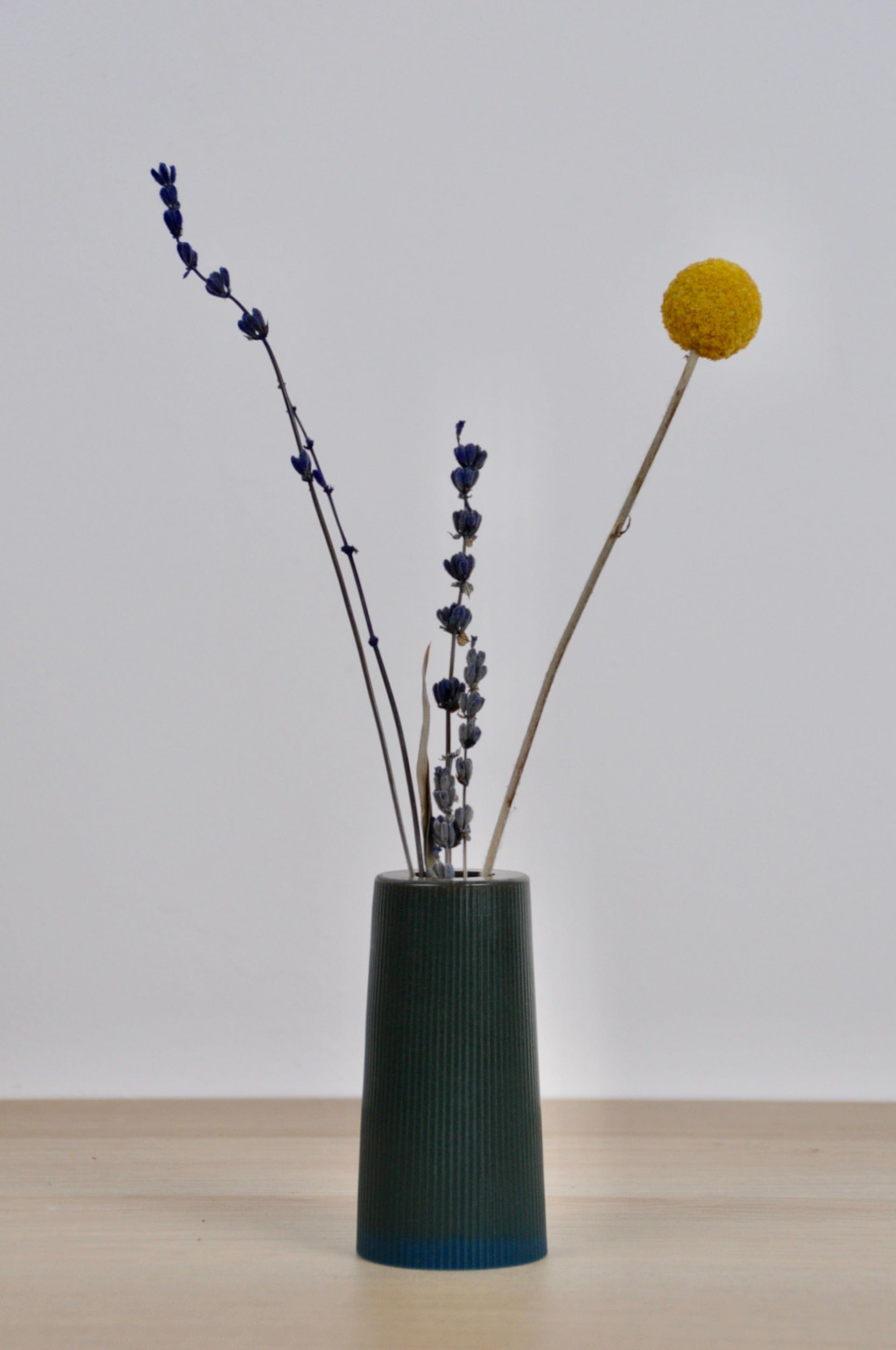 PRIOR SHOP Vase Deep Teal Dust & Plant Resin Small Vase - 'Ribbed' - (various colours)