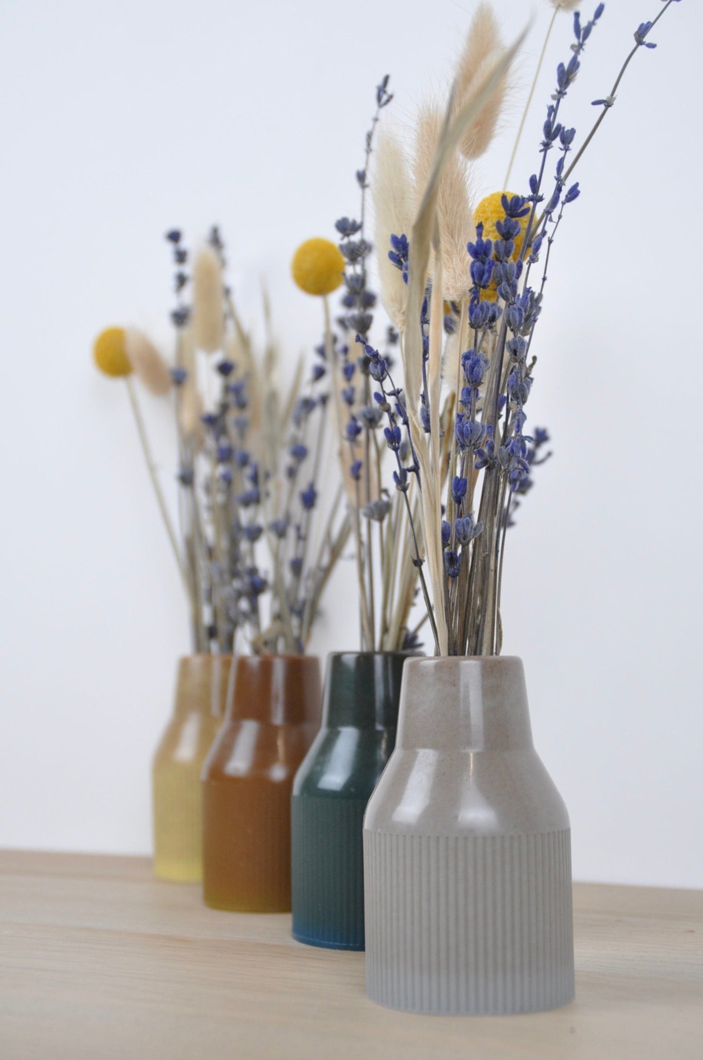 PRIOR SHOP Vase Dust & Plant Resin Small Vase - 'Grooved Bottle' - (various colours)