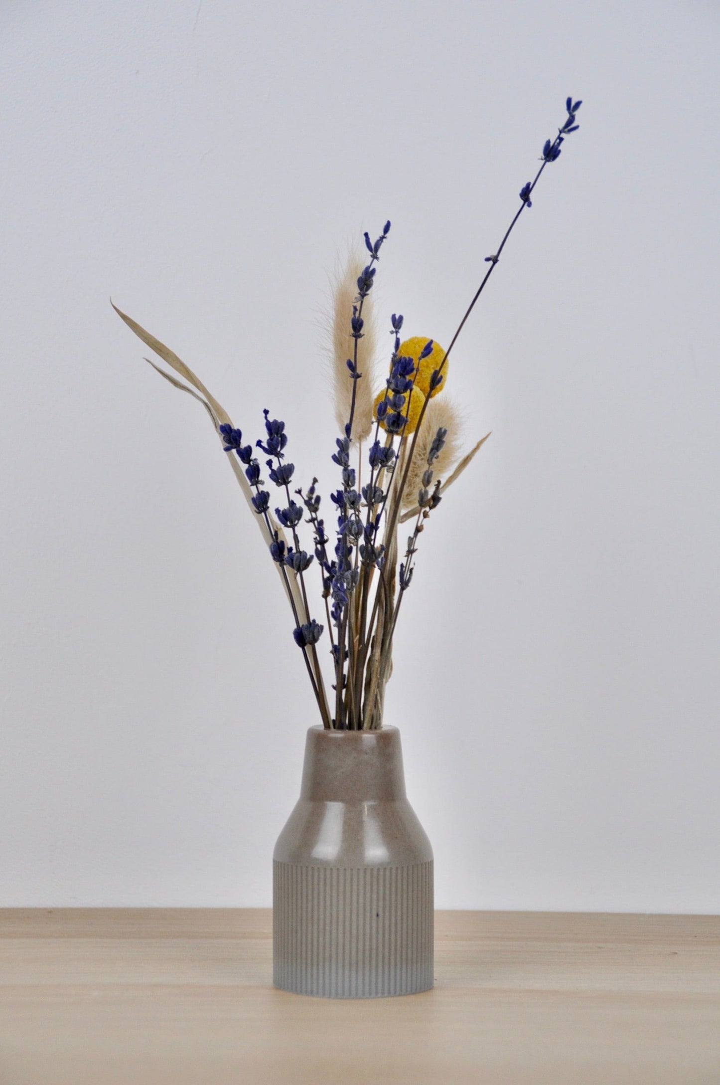 PRIOR SHOP Vase Smooth Grey Dust & Plant Resin Small Vase - 'Grooved Bottle' - (various colours)