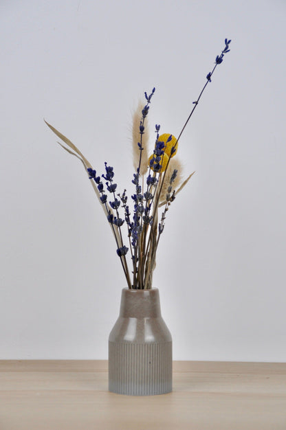 PRIOR SHOP Vase Smooth Grey Dust & Plant Resin Small Vase - 'Grooved Bottle' - (various colours)
