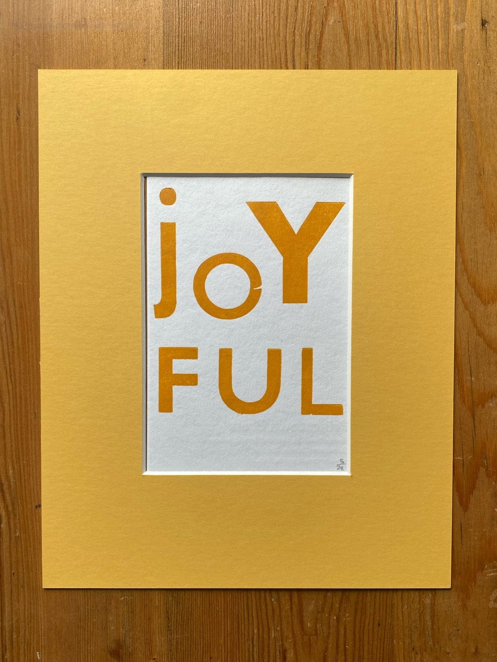 Yellow Mounted Small Poster "Joyful" Various Colours homeware shops bristol gift shops bristol PRIOR SHOP
