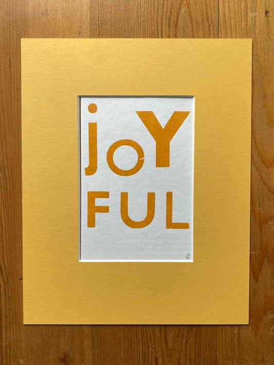 Yellow Mounted Small Poster "Joyful" Various Colours homeware shops bristol gift shops bristol PRIOR SHOP
