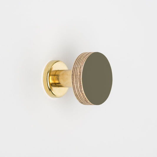 Cabinet Knob Birch & Brass Knob in Olive Green homeware shops bristol gift shops bristol Priormade