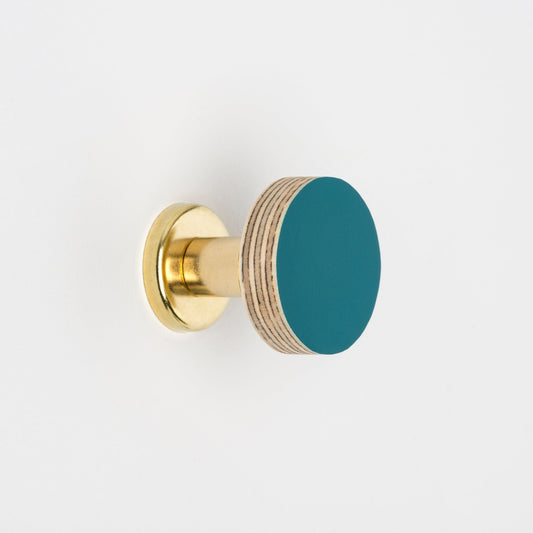 Cabinet Knob Birch & Brass Knob in Petrol Blue homeware shops bristol gift shops bristol Priormade